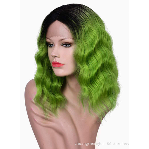 wholesale short Wavy Synthetic Lace Front Wig Lace Part Wig For Women Heat Resistance fiber ombre Synthetic Wigs Lace Front